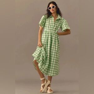 Porridge Gingham Midi Shirt Dress